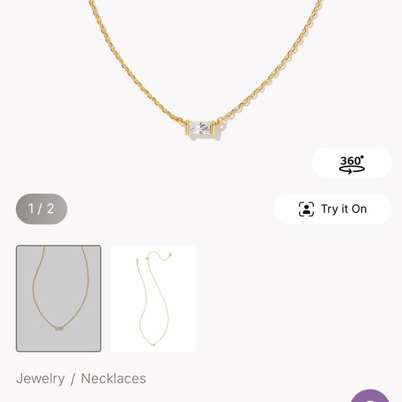 Kendra Scott Juliette Gold Pendant Necklace in White CZ - Picture 5 of 6